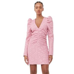 Ganni‎ Pink Jacquard V-Neck Mini Dress Orchid Smoke NWOT EU 34
